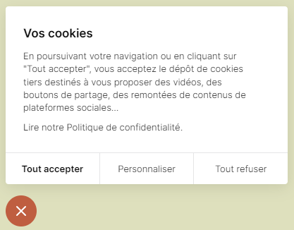 Capture de l'encart de paramétrage des cookies du site d'Authentifruits